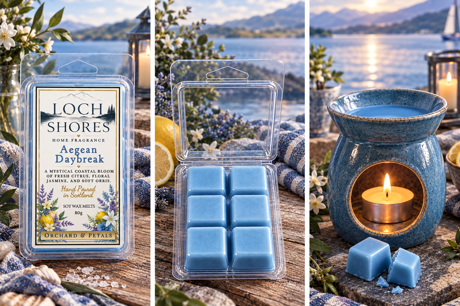 気まぐれSALE マーメイドShellカクテルクラッシュBlue Aegean Daybreak Clam Shell Wax Melt 80g | Loch Shores Home